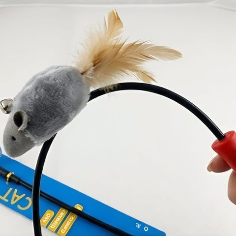Cat Teaser Wand Toy Mouse with Feather