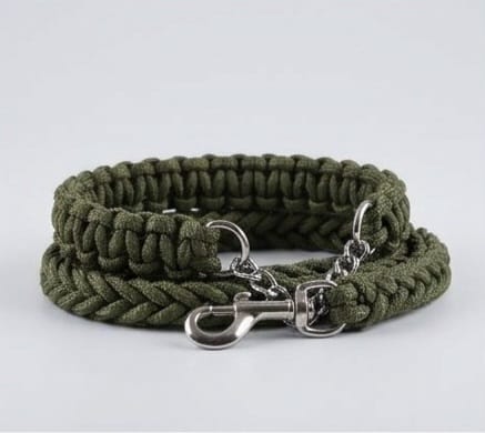 Braided Rope Dog Leash (Olive Green)