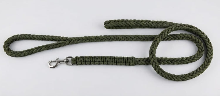 Braided Rope Dog Leash (Olive Green)