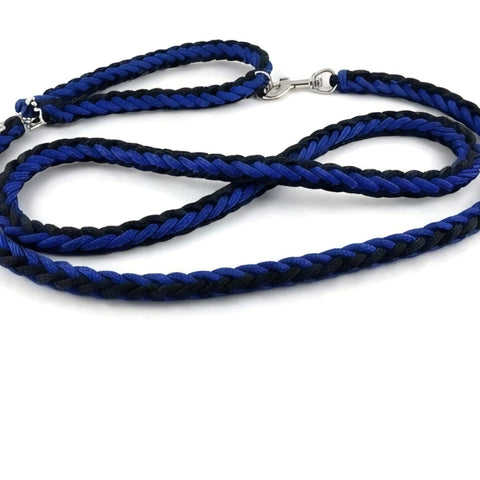 Braided Rope Dog Leash (Blue & Black)