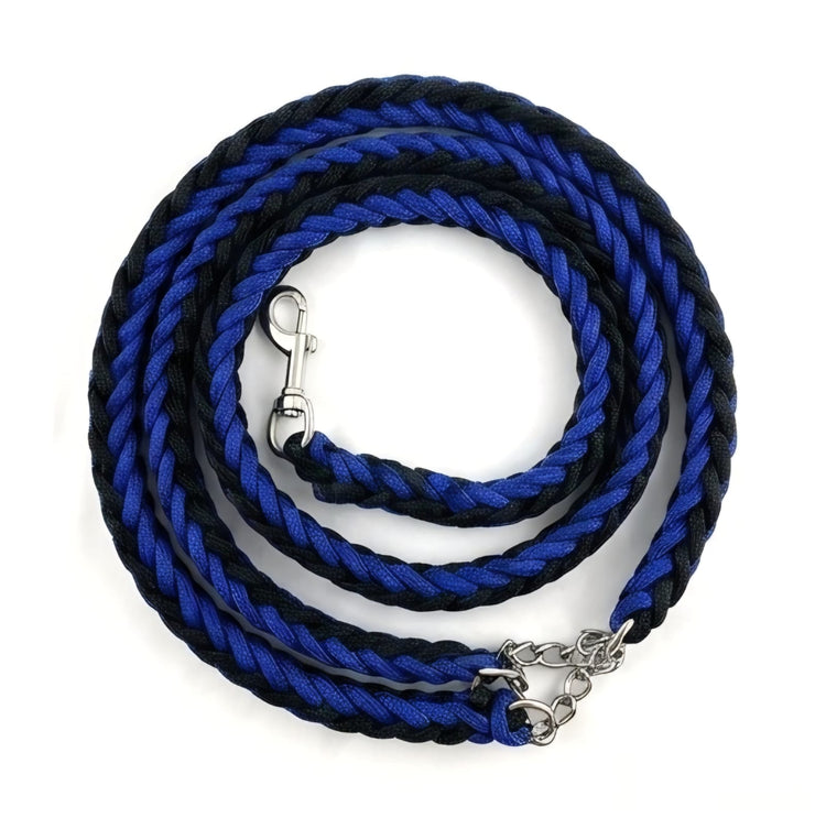Braided Rope Dog Leash (Blue & Black)