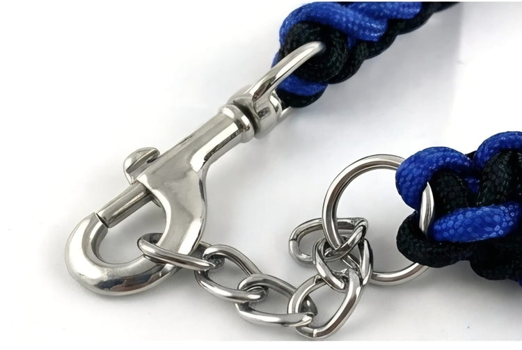 Braided Rope Dog Leash (Blue & Black)