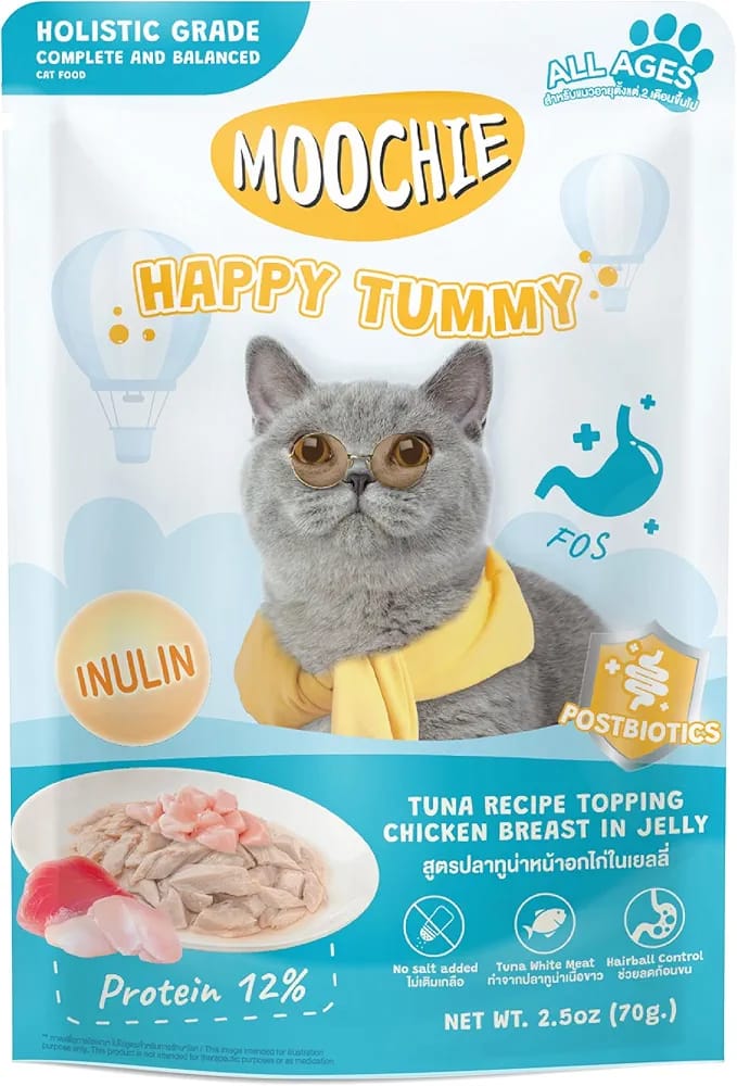 Moochie Happy Tummy Tuna Topping Chicken Breast in Jelly Cat Food - 70g