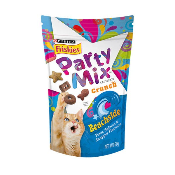 Friskies Party Mix Crunch Beachside Cat Treats – Tuna, Salmon & Snapper (60g)