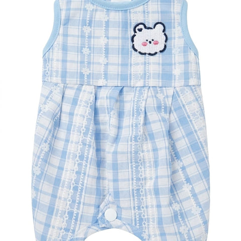 Pawsy Plaid Summer Romper ( blue )