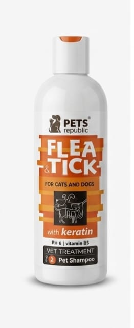 Pets Republic Flea & Tick Treatment Shampoo with Keratin for Cats & Dogs