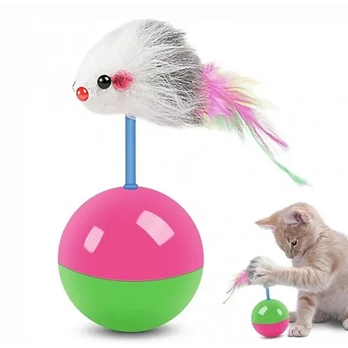 Mouse-Shaped Wobbly Tumbler Ball for Cats to Play & Relieve Boredom