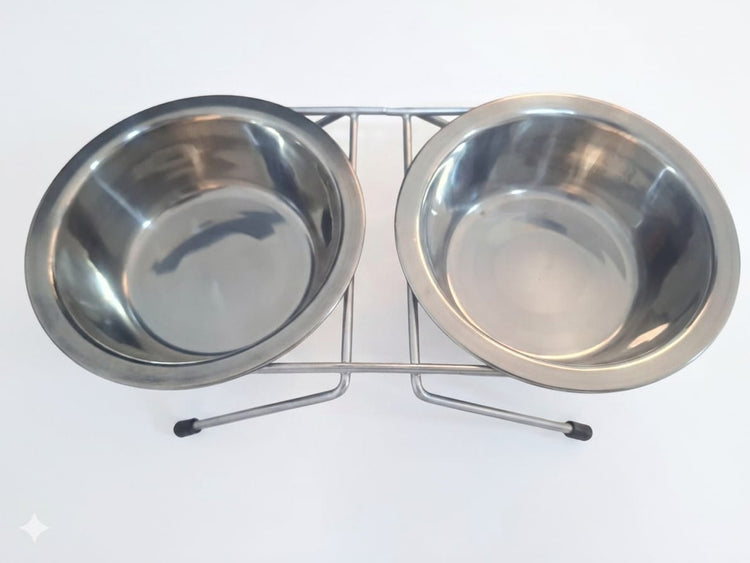 Double Stainless Steel pet Bowls (Silver)