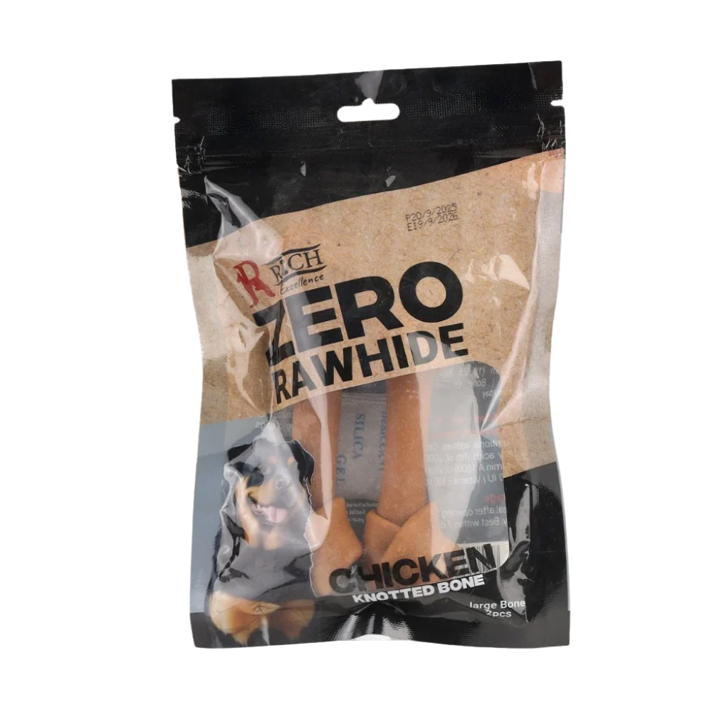 Rich Zero Rawhide Chicken Knotted Bone Large Bone 2pes