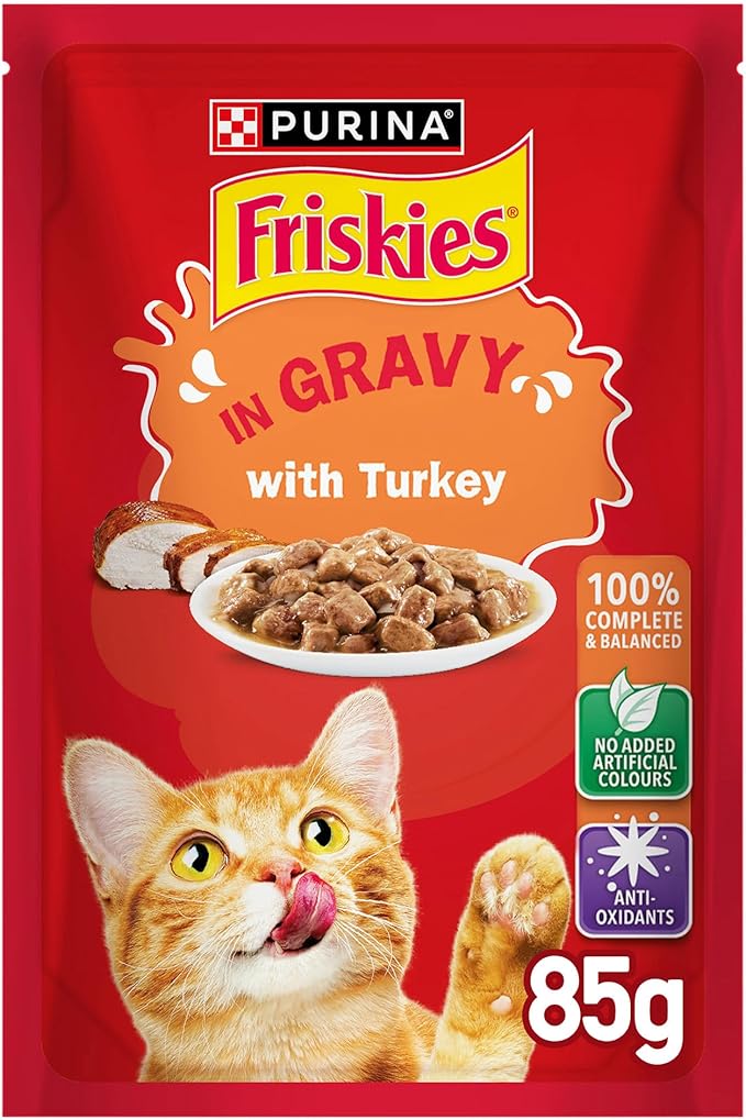 Purina Friskies Turkey Chunks in Gravy Wet Cat Food Pouch 85g