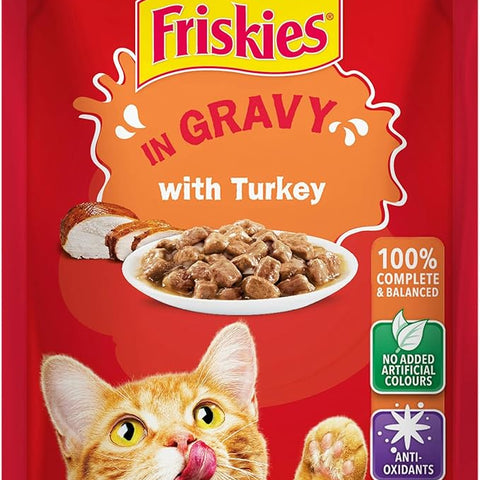 Purina Friskies Turkey Chunks in Gravy Wet Cat Food Pouch 85g