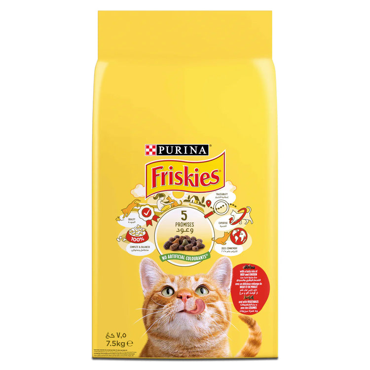 friskies adult cat food with Beef Chicken and Vegetables 7.5Kg