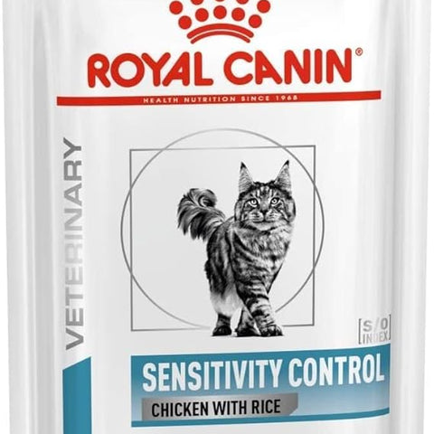 Royal Canin Feline Sensitivity Control – chicken & rice (85 gm\ Pouch)- Wet food for adverse Food Reactions with dermatologic and/or gastro-intestinal signs – 12 pouches per box.