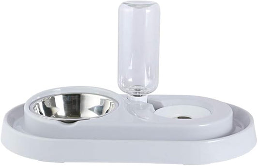 Double Pet Bowls with Automatic Water Dispenser