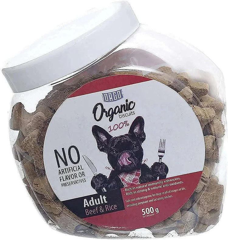 Orgo organic biscuits dog treats with Beef & Rice 500 g