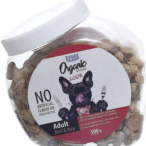 Orgo organic biscuits dog treats with Beef & Rice 500 g