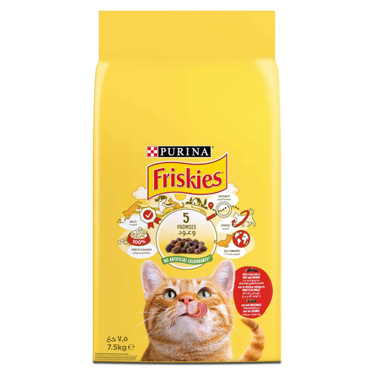 Purina Friskies Adult Cat Food with Beef Chicken and Vegetables 7.5Kg