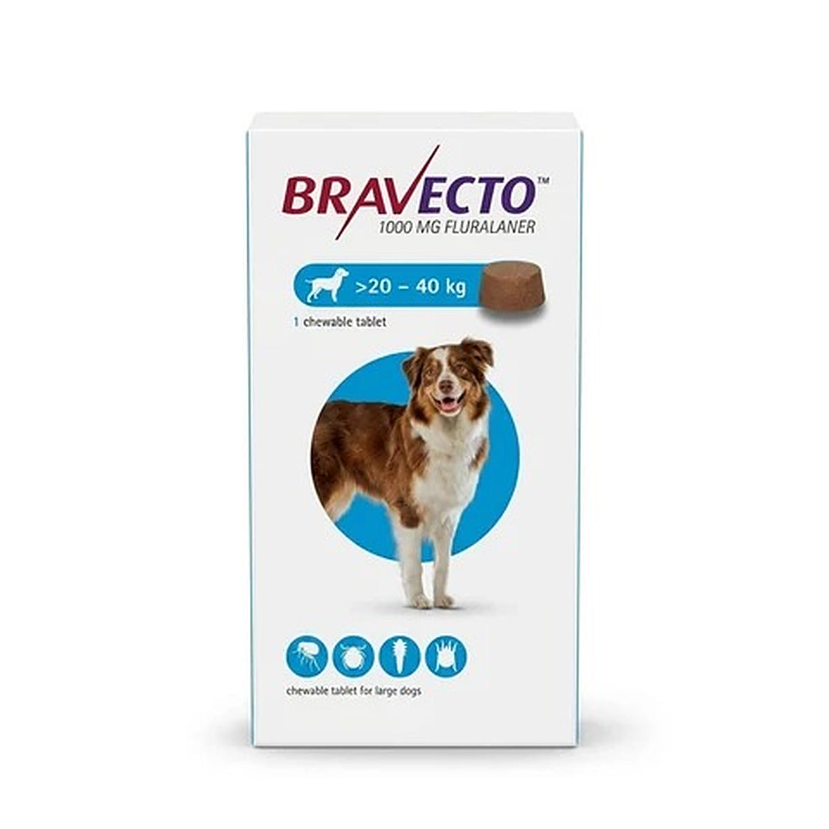 Bravecto 1000 MG Fluralaner for Large Dogs (>20 – 40 kg)