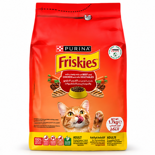 friskies adult cat food with beef Chicken and Vegetables 1.5Kg