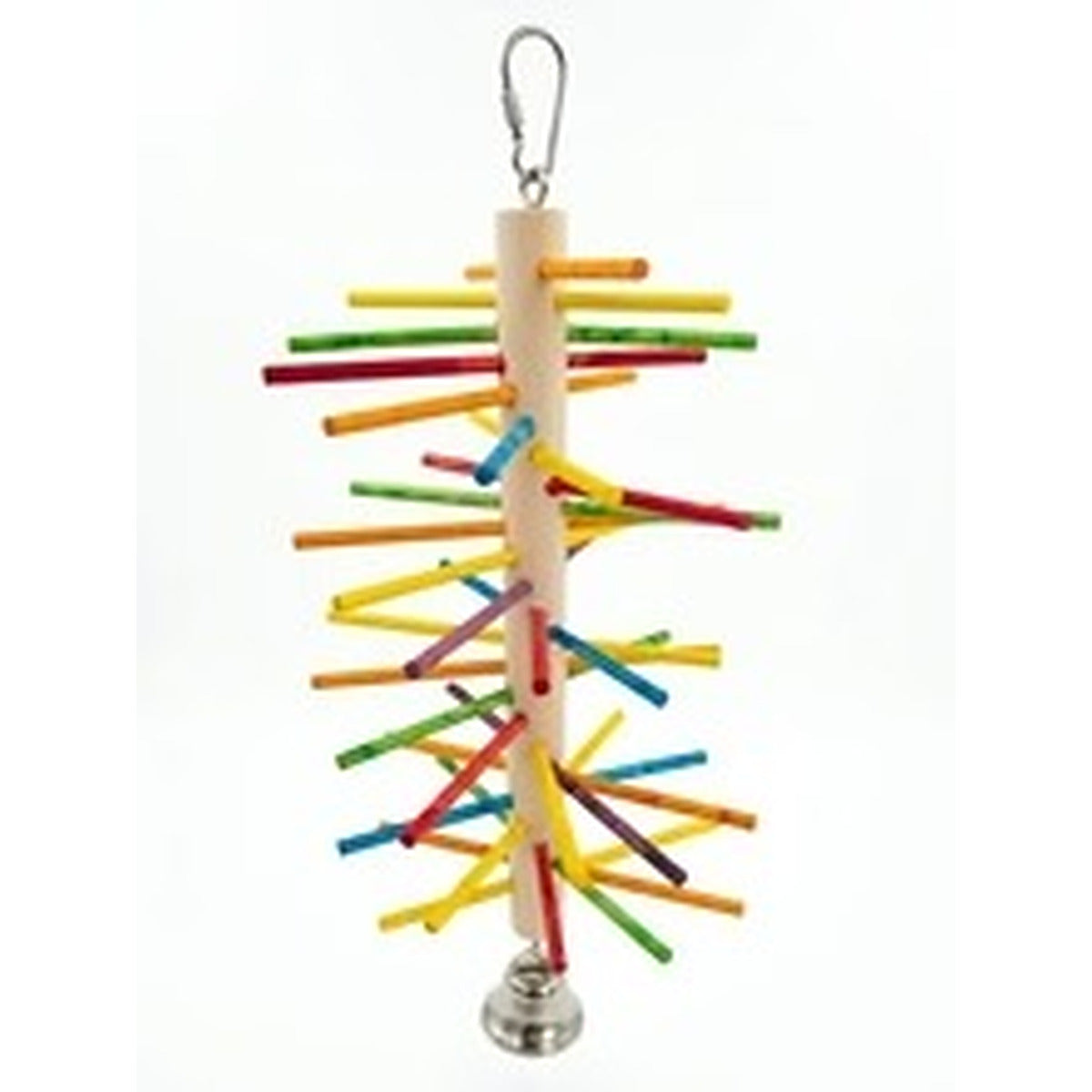 Multi-Colored Wooden Perch & Chewing Toy for Birds (with Bell)
