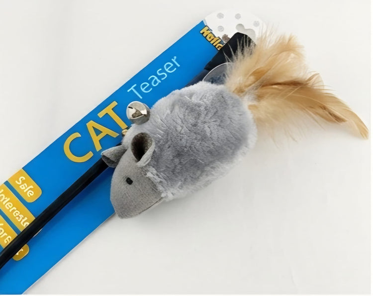 Cat Teaser Wand Toy Mouse with Feather