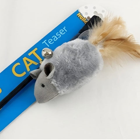 Cat Teaser Wand Toy Mouse with Feather
