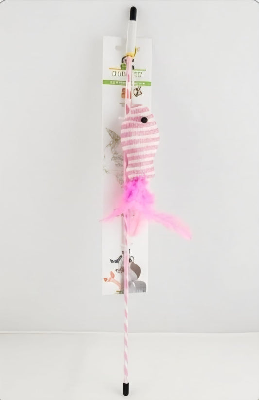 Cat Teaser Wand with Plush Fish & Feather