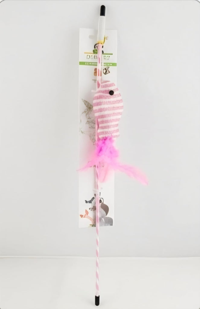 Cat Teaser Wand with Plush Fish & Feather