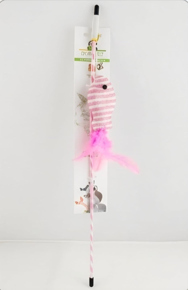 Cat Teaser Wand with Plush Fish & Feather