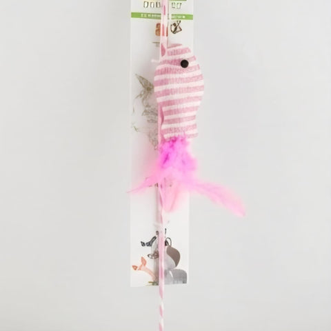 Cat Teaser Wand with Plush Fish & Feather
