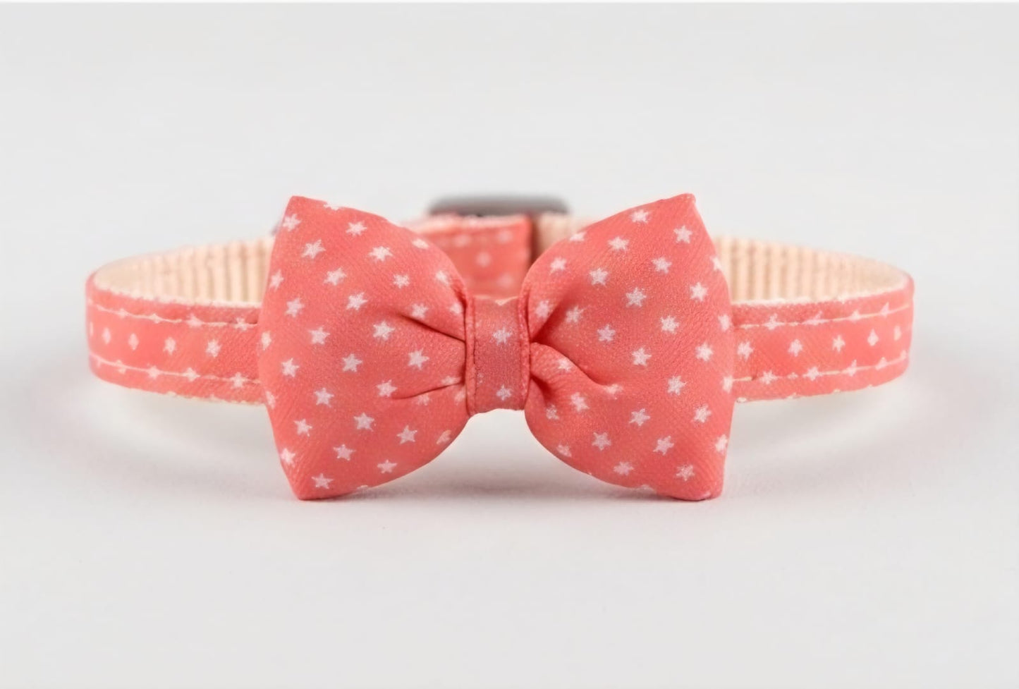 Pet Collar with Bow – Soft Sage Star Pattern
