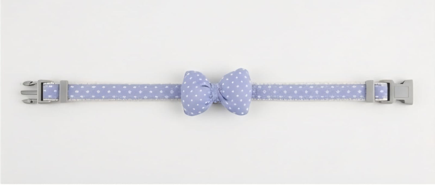 Pet Collar with Bow – Soft Sage Star Pattern