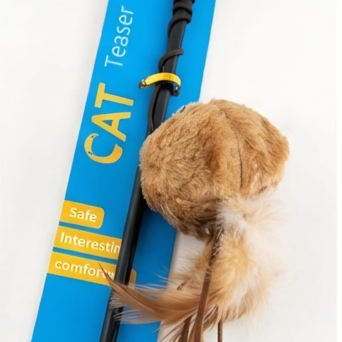Cat Teaser Wand Toy Ball with Feather