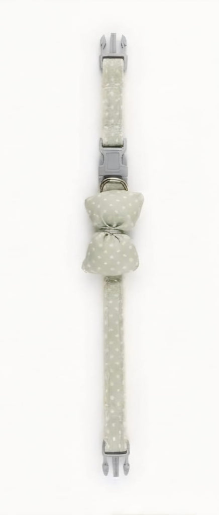Pet Collar with Bow – Soft Sage Star Pattern
