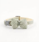 Pet Collar with Bow – Soft Sage Star Pattern
