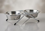 Double Stainless Steel pet Bowls (Silver)