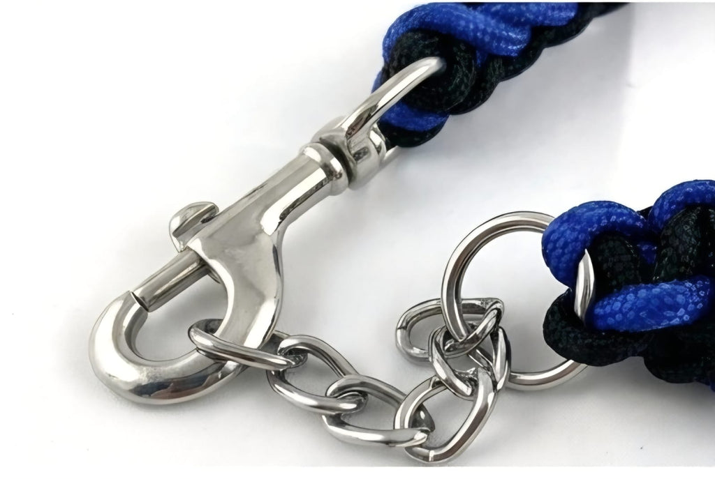 Braided Rope Dog Leash (Blue & Black)