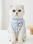 Pawsy Plaid Summer Romper ( blue )