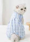 Pawsy Plaid Summer Romper ( blue )