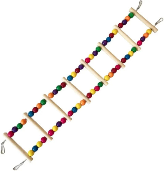 Natural Bird Ladder Swing & Chewing Toy (50cm L x 8cm W) - 7 Steps Hanging Wooden Bridge Cage Accessories for Medium & Small Parrots