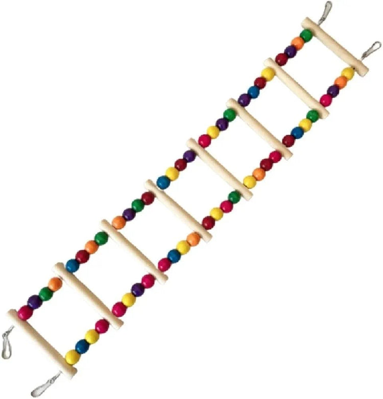 Natural Bird Ladder Swing & Chewing Toy (50cm L x 8cm W) - 7 Steps Hanging Wooden Bridge Cage Accessories for Medium & Small Parrots
