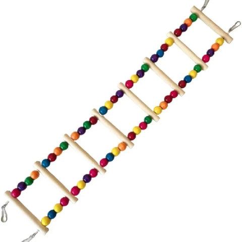 Natural Bird Ladder Swing & Chewing Toy (50cm L x 8cm W) - 7 Steps Hanging Wooden Bridge Cage Accessories for Medium & Small Parrots