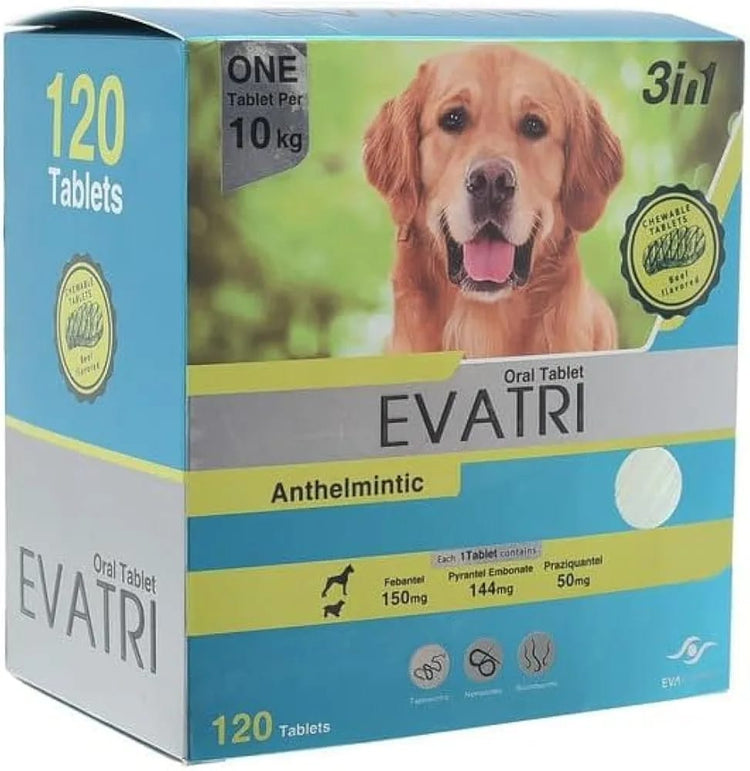 Evatri Anthelmintic Dewormer Tablets for Dogs