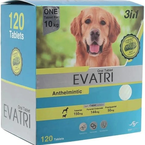 Evatri Anthelmintic Dewormer Tablets for Dogs