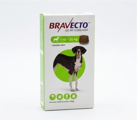 Bravecto 500mg Chewable Tablet for Medium Dogs (10 - 20 kg) – 1 Chew