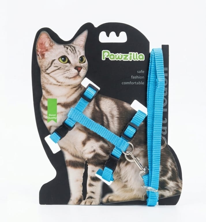 Pawzilla Adjustable Nylon Cat Harness and Leash Set