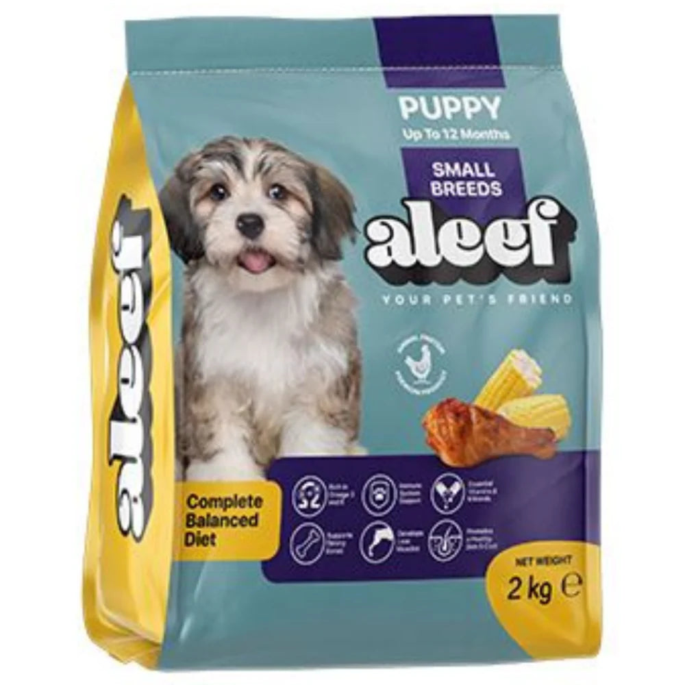 Aleef Puppy Small Breed Dry Food with Chicken & Corn 2Kg