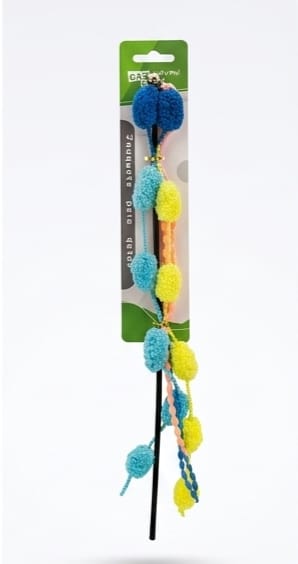 Interactive Cat Teaser Wand Toy with Colorful Pom-Poms