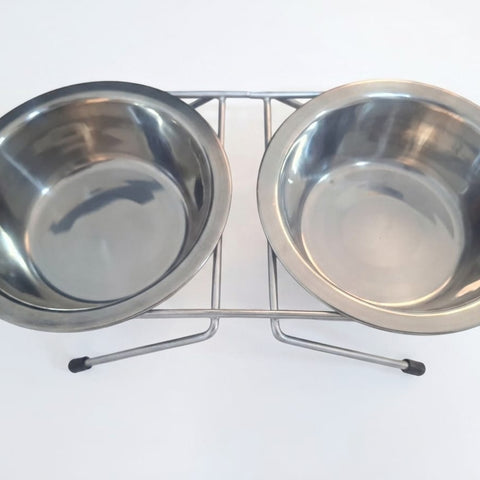 Double Stainless Steel pet Bowls (Silver)